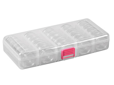 Almacenamiento De Cuentas, 25 Frascos Redondos En Caja Transparente - Imagen Estandar - 2