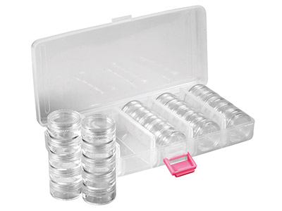 Almacenamiento De Cuentas, 25 Frascos Redondos En Caja Transparente - Imagen Estandar - 3
