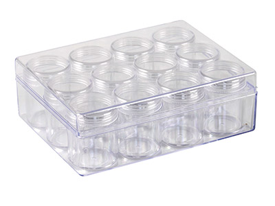 Almacenamiento De Cuentas, 12 Frascos Redondos Grandes En Caja Transparente - Imagen Estandar - 2