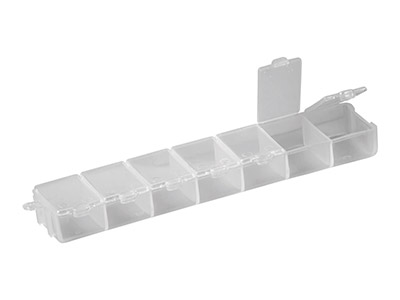 Mini Caja De Almacenamiento Para Abalorios, 7 Compartimentos, 15 X 3 X2 cm, Plástico Transparente - Imagen Estandar - 3