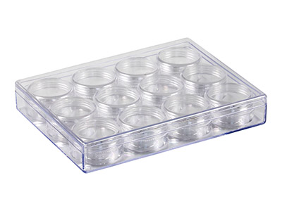 Almacenamiento De Cuentas, 12 Frascos Redondos En Caja Transparente - Imagen Estandar - 2