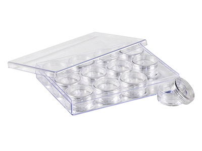 Almacenamiento De Cuentas, 12 Frascos Redondos En Caja Transparente - Imagen Estandar - 4