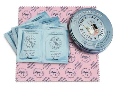 Kit De Cuidado Antideslustre Para Plata, Paño Impregnado Y 8 Paños Hmedos Pequeños, Town Talk