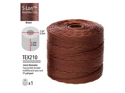 Beadsmith S-lon Bead Cord Brown Tex 210, Gauge #18 70m - Imagen Estandar - 3