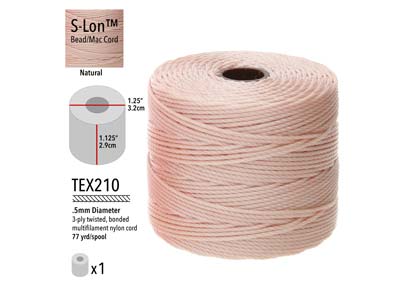 Beadsmith S-lon Bead Cord Natural Tex 210 Gauge #18 70m - Imagen Estandar - 3