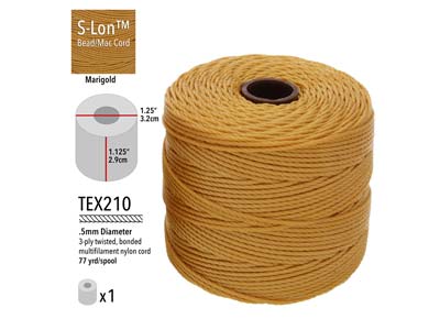 Beadsmith S-lon Bead Cord Marigold Tex 210 Gauge #18 70m - Imagen Estandar - 3