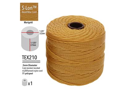 Beadsmith S-lon Bead Cord Marigold Tex 210 Gauge #18 70m - Imagen Estandar - 3