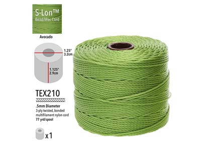 Beadsmith S-lon Bead Cord Avocado Tex 210 Gauge #18 70m - Imagen Estandar - 3