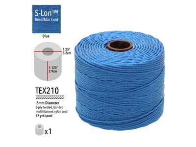Beadsmith S-lon Bead Cord Blue Tex 210 Gauge #18 70m - Imagen Estandar - 3
