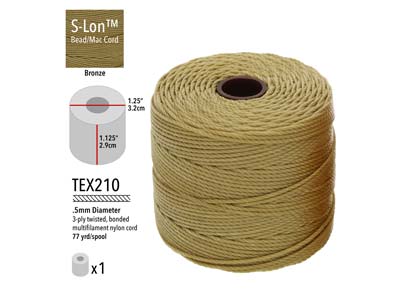 Beadsmith S-lon Bead Cord Bronze Tex 210 Gauge #18 70m - Imagen Estandar - 3