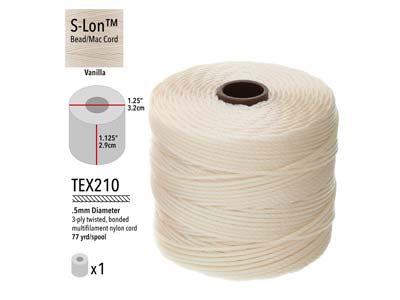 Beadsmith S-lon Bead Cord Vanilla Tex 210 Gauge #18 70m - Imagen Estandar - 3