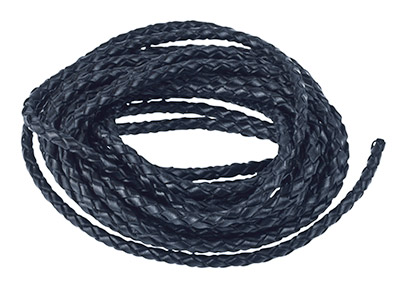 Cordón De Cuero Trenzado Negro, 3 MM De Diámetro Redondo, 1 X 3 Metros De Largo - Imagen Estandar - 2
