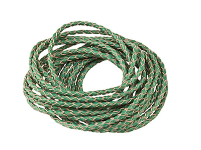 Cordón De Cuero Trenzado Verde Oscuro, 3 MM De Diámetro Redondo, 1x 3 Metros De Largo - Imagen Estandar - 2