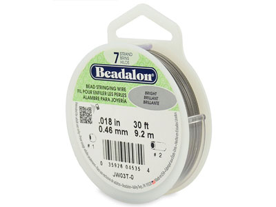 Alambre Redondo Beadalon De 7 Hilos, Acero Recubierto De Nailon Brillante, 0,46 Mm, Rollo De 9,20 Metros