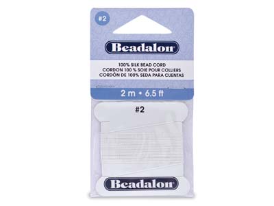 Hilo De Seda Blanco Beadalon Con Aguja, Tamaño 2 0,45 Mm, 2 M De Longitud