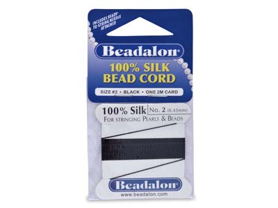 Hilo De Seda 100 % Beadalon, Color Negro, 0,45 mm, 1 Aguja, 2 Metros - Imagen Estandar - 1