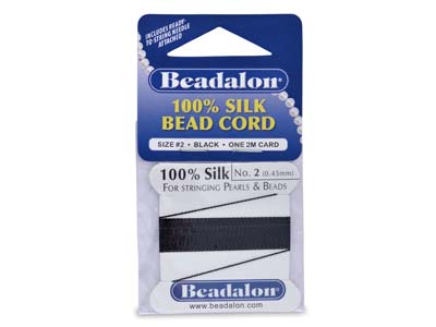 Hilo De Seda Negro Beadalon Con Aguja, Tamaño 2 0,45 Mm, 2 M De Longitud - Imagen Estandar - 1