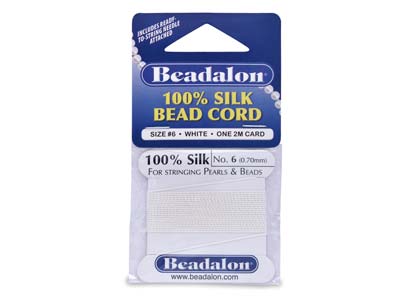 Hilo De Seda 100% Beadalon Blanco 0,70 mm, 1 Aguja, 2 Metros - Imagen Estandar - 1