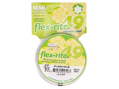 Beadsmith Flexrite, 49 Strand, Clear, 0.36mm, 9.1m