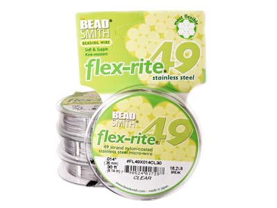 Beadsmith Flexrite, 49 Strand, Clear, 0.36mm, 9.1m - Imagen Estandar - 2
