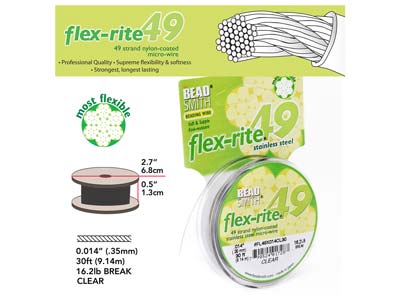 Beadsmith Flexrite, 49 Strand, Clear, 0.36mm, 9.1m - Imagen Estandar - 4