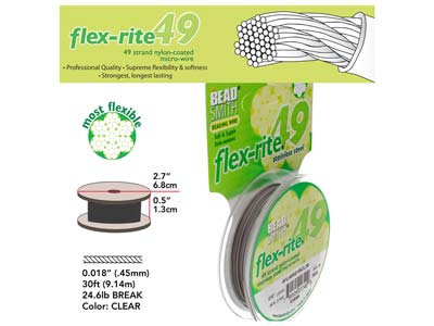 Beadsmith Flexrite, 49 Strand, Clear, 0.45mm, 9.1m - Imagen Estandar - 3