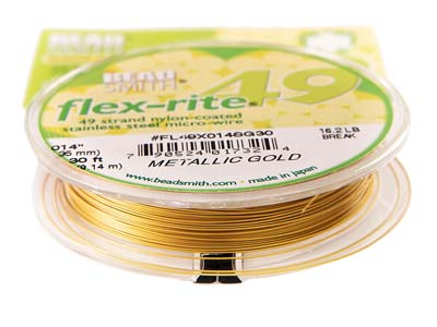 Beadsmith Flexrite, 49 Strand, Metallic Satin Gold, 0.36mm, 9.1m - Imagen Estandar - 4