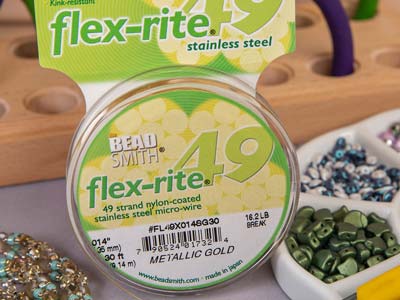 Beadsmith Flexrite, 49 Strand, Metallic Satin Gold, 0.36mm, 9.1m - Imagen Estandar - 7