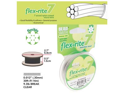 Beadsmith Flexrite, 7 Strand, Clear, 0.30mm, 9.1m - Imagen Estandar - 3