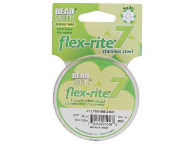 Alambre Flexrite De 7 Hebras, 0,45 mm, Dorado, 30,50 Metros, Beadsmith - Imagen Estandar - 1