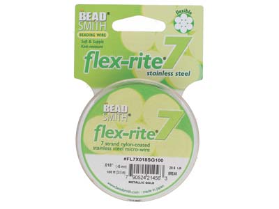 Beadsmith Flexrite, 7 Strand, Metallic Satin Gold, 0.45mm, 30.5m - Imagen Estandar - 1