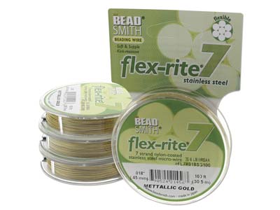 Beadsmith Flexrite, 7 Strand, Metallic Satin Gold, 0.45mm, 30.5m - Imagen Estandar - 2