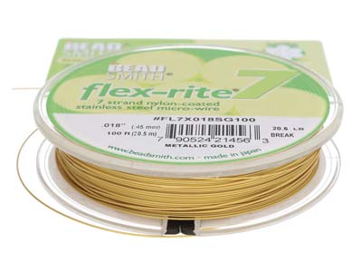 Alambre Flexrite De 7 Hebras, 0,45 mm, Dorado, 30,50 Metros, Beadsmith - Imagen Estandar - 4