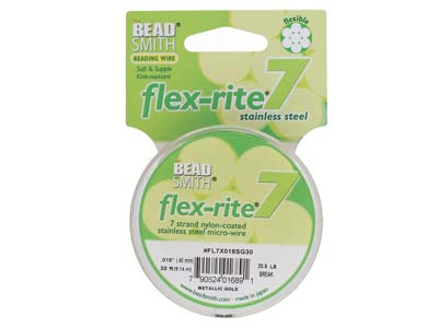 Beadsmith Flexrite, 7 Strand, Metallic Satin Gold, 0.45mm, 9.1m - Imagen Estandar - 1