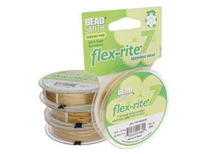 Beadsmith Flexrite, 7 Strand, Metallic Satin Gold, 0.45mm, 9.1m - Imagen Estandar - 2