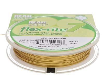 Beadsmith Flexrite, 7 Strand, Metallic Satin Gold, 0.45mm, 9.1m - Imagen Estandar - 4