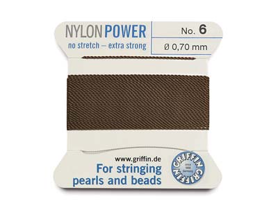 Griffin Nylon Power, Cordn Para Abalorios, Marrn, Tamao 6