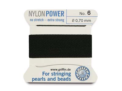 Griffin Nylon Power, Cordn Para Abalorios, Negro, Tamao 6