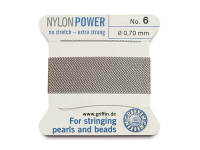 Griffin Nylon Power, Cordn Para Abalorios, Gris, Tamao 6