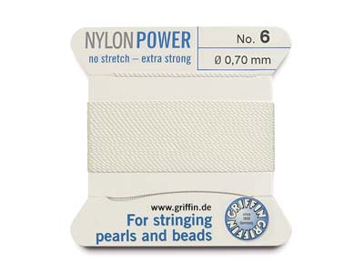 Griffin Nylon Power, Cordn Para Abalorios, Blanco, Tamao 6