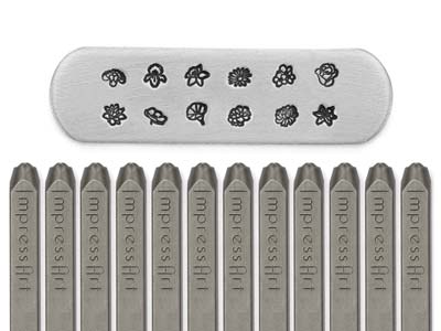 Juego De Punzones Impressart Signature De 12 Piezas Con Diseño De Flores De Nacimiento, 4mm