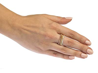 Anillo Perlado Bolitas 3 mm, Rosa Gold Filled, Tamaño 60 - Imagen Estandar - 5
