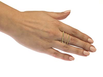 Anillo Con Cuentas De Bolas De 3 mm, Gold Filled, Tamaño 49/50 - Imagen Estandar - 4