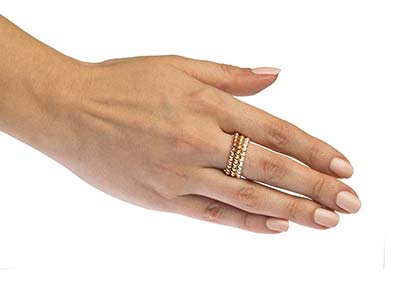 Anillo Con Cuentas De Bolas De 3 mm, Gold Filled, Tamaño 61 - Imagen Estandar - 5