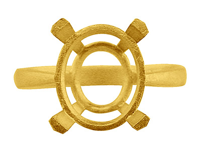 Solitario 4 Garras Para Piedra Ovalada De 10 X 8mm, Oro Amarillo 9k, Talla 54