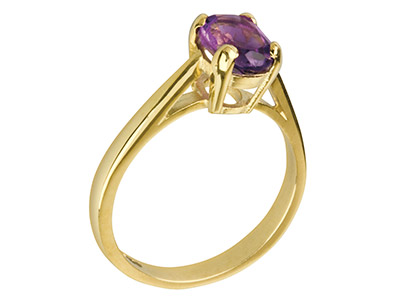 Solitario 4 Garras Para Piedra Ovalada De 10 X 8 mm, Oro Amarillo 9k, Talla 53 Piedra 10 X 8 Mm, Talla M - Imagen Estandar - 3