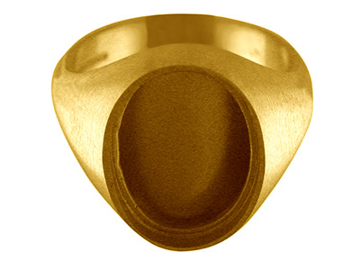 Anillo Amarillo De 9kt C11 Con Un Engaste Ovalado En Bisel De 16 X 12mm, Parte Superior Abierta Y Resistente, Talla S