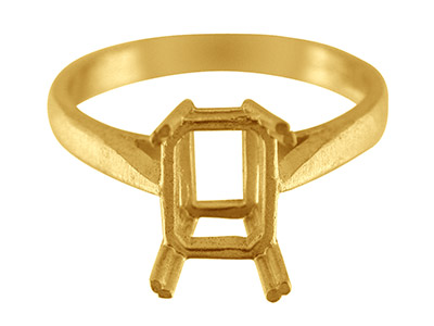 Anillo Con Engaste De 4 Garras Parapiedra Rectangular 12 X 10mm, Oro Amarillo 9k, Dedo 54
