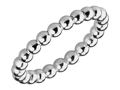 Anillo Con Cuentas De Bolas De 3 mm, Plata 925, Tamaño 61 - Imagen Estandar - 2