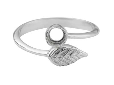 Anillo Ajustable De Plata De Ley Con Hoja Y Copa De 4 MM - Imagen Estandar - 1